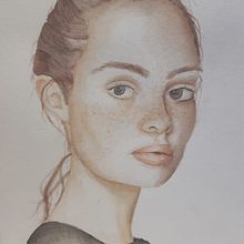 Mon projet du cours : Portrait à l'aquarelle d'après une photo. Projekt z dziedziny Trad, c, jna ilustracja, Malowanie akwarelą i Portret użytkownika Sarah Tremblay - 21.02.2023