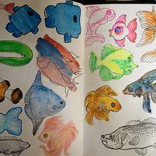 Meu projeto do curso: Técnicas de ilustração para desbloquear sua criatividade . Desain, Ilustrasi tradisional, Seni Rupa, Lukisan, Kreativitas, Berkreasi dengan Anak-Anak, Dan Buku sketsa proyek oleh dibeirario - 02.21.2023