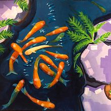 Playful Kois . Painting, Acr, and lic Painting project by Deb Celusniak - 02.21.2023