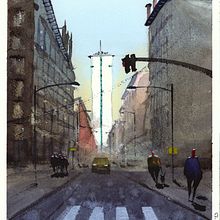 La Torre Blanca. Fine Arts, Watercolor Painting, and Architectural Illustration project by Carlos Rincón - 02.22.2023