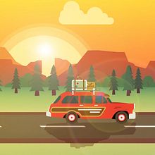 Viaje en Auto | 2D Animation Parallax. Un projet de Animation, Animation 2D et Illustration animée de Federico Dealbera - 17.02.2023