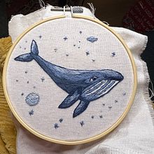 Moby, the whale. Projekt z dziedziny Trad, c, jna ilustracja,  Haft, Wzornictwo tekst i liów użytkownika l_campschreur - 25.01.2023