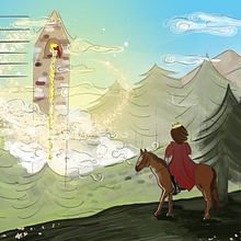 Mój projekt z kursu: Ilustracja cyfrowa do bajek - Roszpunka. Un progetto di Illustrazione tradizionale, Disegno, Illustrazione digitale, Illustrazione infantile, Disegno digitale, Pittura digitale e Narrativa di Martyna Zięba - 23.02.2023