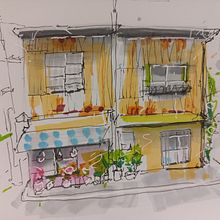 Mon projet du cours : Esquisses d'architecture expressives aux feutres de couleur. Sketching, Drawing, Architectural Illustration, Sketchbook & Ink Illustration project by Céline Dubost - 02.21.2023
