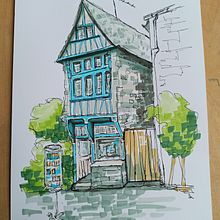 Mein Abschlussprojekt für den Kurs: Expressive Architekturskizzen mit Markern Ein Projekt aus dem Bereich Skizzenentwurf, Zeichnung, Architektonische Illustration, Sketchbook und Illustration mit Tinte von tintulantus - 25.02.2023