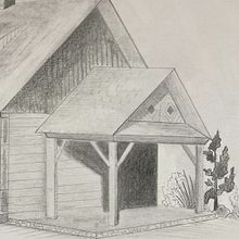 Perspectiva de casa en el bosque. Desenho a lápis projeto de mihaela_m - 26.02.2023