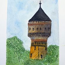 Mein Abschlussprojekt für den Kurs: Architektonische Zeichnung mit Aquarell und Tinte. Un proyecto de Bocetado, Dibujo, Pintura a la acuarela, Ilustración arquitectónica, Sketchbook e Ilustración con tinta de Sabine Ringel - 26.02.2023