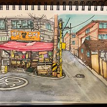 My project for course: Expressive Architectural Sketching with Colored Markers. Sketching, Drawing, Architectural Illustration, Sketchbook & Ink Illustration project by leefb509 - 02.27.2023