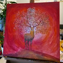 Hirsch im Licht. Un projet de Peinture acr , et lique de Maria Märtl - 27.02.2023