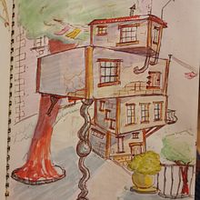 My project for course: Expressive Architectural Sketching with Colored Markers. Sketching, Drawing, Architectural Illustration, Sketchbook & Ink Illustration project by Silje Angelvik - 02.28.2023