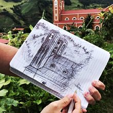 Boceto de Iglesia al Aire Libre. Pencil Drawing project by Juan Morales - 09.10.2022