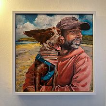 Jan and Dora on windy Gwithian beach. Oil Painting, Painting, and Fine Arts project by K Witko - 02.28.2023