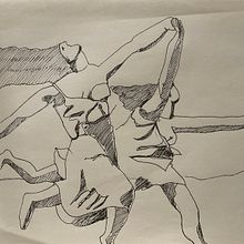 Deux femmes courant sur la plage de Picasso, interprétations. Un progetto di Design, Illustrazione tradizionale, Belle arti, Pittura, Creatività, Creatività con i bambini e Sketchbook di bonneaucath - 01.03.2023