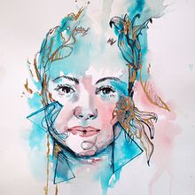 Il mio progetto del corso: Ritratto sperimentale con inchiostro, tè e alcol . Arte plastice, Pictura, Desen & Ilustrație cu cerneală de Lussi Bascetta - 03.02.2023