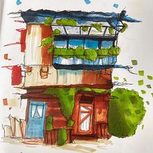 Mi proyecto del curso: Dibujo arquitectónico expresivo con marcadores de colores. Un progetto di Bozzetti, Disegno, Illustrazione architettonica, Sketchbook e Illustrazione con inchiostro di fr4nk - 01.03.2023