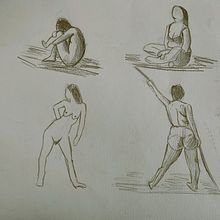 Posiciones cuerpo humano TP. Traditional illustration project by joel Alcala - 03.02.2023
