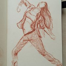 Figura Humana en Movimiento con Sanguina. Sketchbook, and Sketching project by Ainhoa Venegas - 03.04.2023