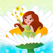Girl in a daisy flower. . % Mariana tarafından hazırlanan Geleneksel illüstrasyon, Yaratıcılık, Çizim, Ve Animasyonlu İllüstrasyon projesi - 02.28.2023