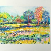 My project for course: Sketchbook Landscapes: A Colorful Approach. Sketching, Creativit, Pencil Drawing, Drawing, and Sketchbook project by Esther Middel - 03.06.2023