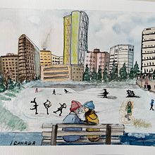 Mon projet du cours : Esquisse urbaine : dessinez une ville en mouvement. Traditional illustration, Sketching, Drawing, Watercolor Painting, and Architectural Illustration project by Anne Marsan - 03.06.2023
