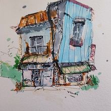 Mijn project van de cursus: Creëer expressieve architecturale schetsen met kleurstiften. Sketching, Drawing, Architectural Illustration, Sketchbook & Ink Illustration project by Claudia Cornelissen -Boumans - 03.07.2023
