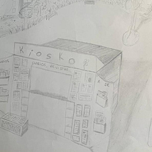 Kiosco perspectiva. Traditional illustration project by Ivet Martínez - 03.07.2023