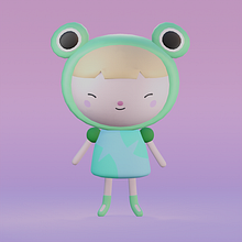 Frog-Girl. Traditional illustration, Character Design, Digital Illustration, 3D Modeling, and Manga project by Hannah Antonia Morscher - 03.07.2023