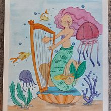 La mujer mitad de pez y humano. . Ilustração tradicional, Artes plásticas, Pintura, Desenho, Pintura em aquarela e Ilustração infantil projeto de Constanza Roblero - 09.03.2023