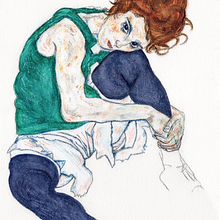 Estudio de Egon Schiele 2. Pintura em aquarela, Desenho de retrato, Artes plásticas, e Pintura projeto de Begoña Blázquez Parro - 01.03.2023