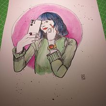 Il mio progetto del corso: Illustrazione con tecniche manuali di tratteggio e dripping. Character Design, Fine Arts, Painting, Watercolor Painting, Portrait Drawing, and Artistic Drawing project by alessandra - 03.12.2023
