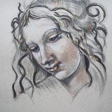 Leda or La Scapigliata by Leonardo DaVinci in charcoal, sanguine, white chalk on Strathmoore Series 300 toned tan paper, and some rublev raw umber watercolorMy project for course: Classical Portrait Drawing: The Renaissance Man’s Method Ein Projekt aus dem Bereich Bildende Künste, Skizzenentwurf, Zeichnung, Porträtzeichnung, Realistische Zeichnung und Artistische Zeichnung von pronker_therover - 13.03.2023