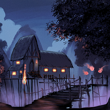 The mysterious mountain of Ambondrombe. Traditional illustration, and Concept Art project by Mamiantsa RASOANAIVO - 03.16.2023