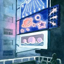 Homecoming, Homegoing series - Neon. Un proyecto de Ilustración tradicional y Pintura a la acuarela de Kristan Lai - 17.03.2023