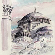 My project for course: Architectural Illustration with Watercolor. Traditional illustration, Sketching, Drawing, Watercolor Painting, Architectural Illustration, and Sketchbook project by Gül Günizi - 03.17.2023