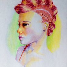 Portrait au crayon de couleur . Traditional illustration project by Charline Morillon - 03.18.2023