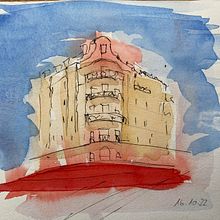My project for course: Architectural Sketching with Watercolor and Ink. Un proyecto de Bocetado, Dibujo, Pintura a la acuarela, Ilustración arquitectónica, Sketchbook e Ilustración con tinta de Ingrid Wolf-Hattinger - 20.03.2023