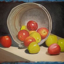 Bucket of Apples Still Life. Pintura e Ilustração naturalista projeto de Charlotte Griffin - 21.03.2023