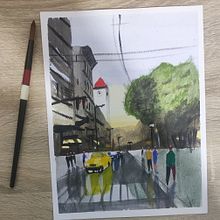 Mi proyecto del curso: Paisajes urbanos en acuarela. Fine Arts, Watercolor Painting, and Architectural Illustration project by Luis Alejandro Robayo León - 03.22.2023