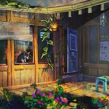 CAT CAFE - final project: photoshop digital illustration course by Izzy Burton. Traditional illustration, Digital Illustration, and Concept Art project by Maria Właszyn - 03.22.2023
