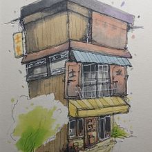 Mon projet du cours : Esquisses d'architecture expressives aux feutres de couleur. Sketching, Drawing, Architectural Illustration, Sketchbook & Ink Illustration project by alicia.rey11 - 03.22.2023