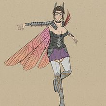 Roman Empire Dragonfly Elf. Traditional illustration, Digital Drawing, and Character Design project by Diana Coto - 03.18.2023