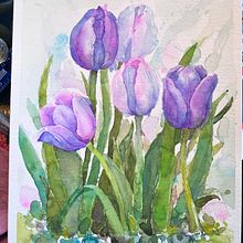 Watercolor Tulips. Un proyecto de Pintura a la acuarela de Leslee Hare - 22.03.2023