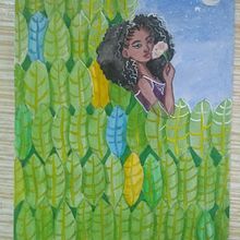 Contemplando a Lua. Traditional illustration project by Rebeca Arruda - 11.11.2022