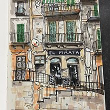 El Pirata in Port de Soller, Mallorca. Street Art, and Sketchbook project by Iain Wilson - 03.23.2023