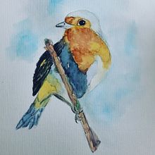 Pássaro em aquarela . Un projet de Illustration traditionnelle, Aquarelle, Design , Animation, Peinture , et Dessin de Lourdes Ludgero - 22.03.2023