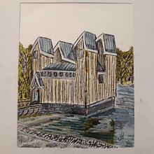 Water House....Project for Expressive Architectural Sketching with Colored Markers. Esboçado, Desenho, Ilustração arquitetônica, Sketchbook e Ilustração com tinta projeto de jchptc - 26.03.2023