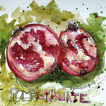 Pomegranate. Projekt z dziedziny Trad, c, jna ilustracja, Design, Malowanie akwarelą, Kreat i wność użytkownika Imke Kremer - 28.03.2023