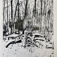 Autos abandonnées. Engraving, and 2D Animation project by Marie-Josée Lebel - 03.29.2023