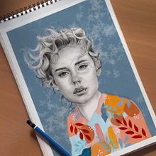 Mi proyecto del curso: Retrato con lápiz, técnicas de color y Photoshop. Ilustração tradicional, Artes plásticas, Desenho a lápis, Desenho, Ilustração digital, e Desenho de retrato projeto de ilevc22 - 28.03.2023
