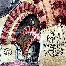 My project for course: Architectural Sketching with Watercolor and Ink. Sketching, Drawing, Watercolor Painting, Architectural Illustration, Sketchbook & Ink Illustration project by Gül Günizi - 03.31.2023